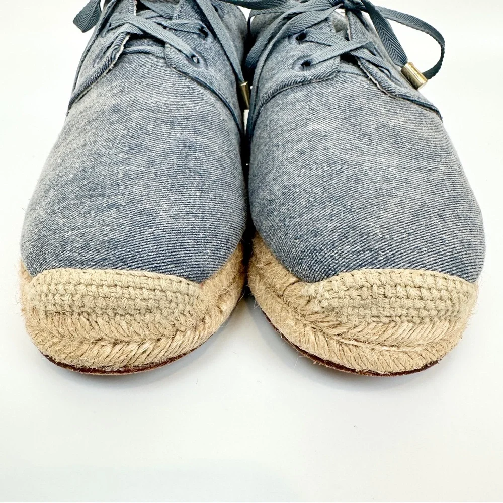 Joie Wallie Denim Lace-Up Espadrilles Flats EU 39 Leather Soles